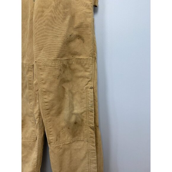 Carhartt Overalls Mens 38x29 Brown Quilted Lined Workwear Double Knee Distressed - Picture 5 of 14